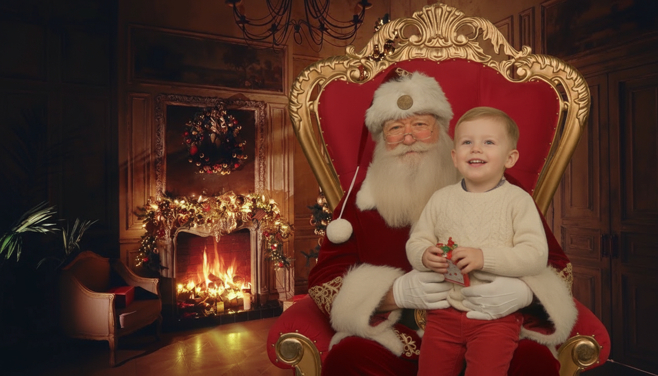 Child getting photos with Santa